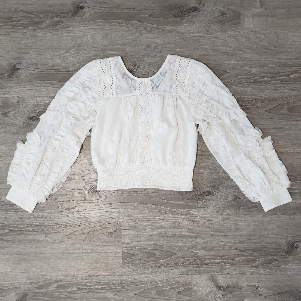 NWOT Anthropologie Donna Lace Ruffle Blouse